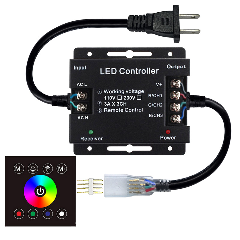 AC110V/220V 1500W, 86 Type 8 Keys Glass Touch Color Ring Wireless Remote Control Panel, RGB touch controller, For Neon AC110V/220V 1500W, 86 Type 8 Keys Glass Touch Color Ring Wireless Remote Control Panel, RGB touch controller, For Neon